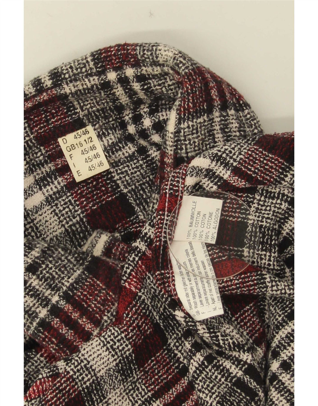 Cămașă de flanel pentru bărbați vintage Mărimea 16 1/2 mare, bumbac cu carouri gri