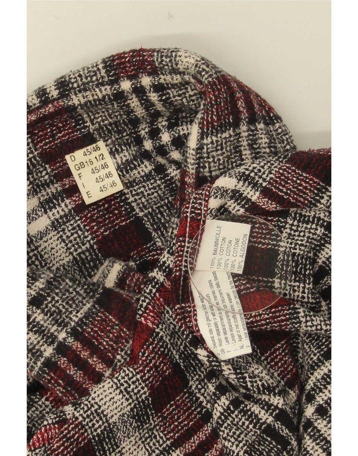 Cămașă de flanel pentru bărbați vintage Mărimea 16 1/2 mare, bumbac cu carouri gri