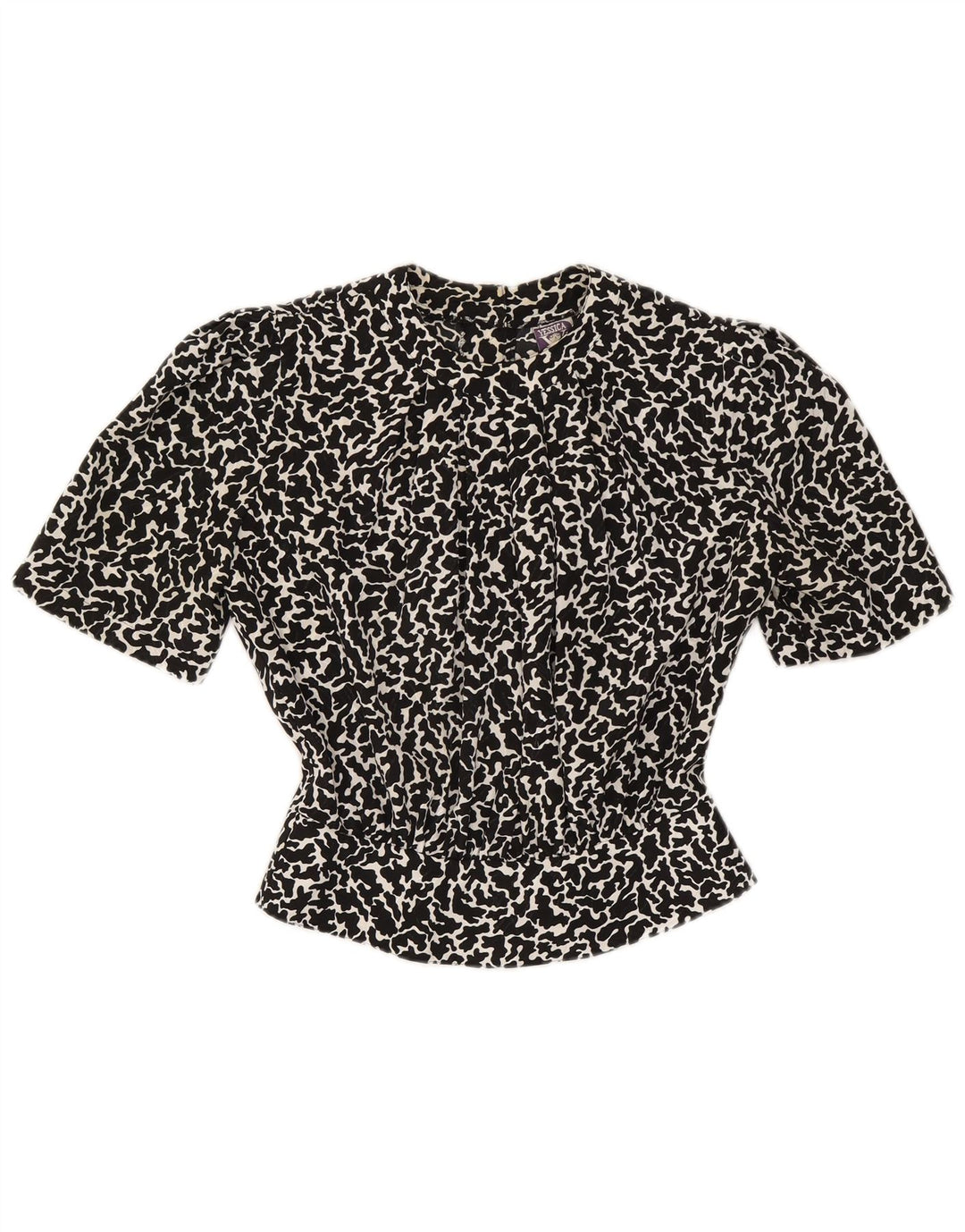 Bluză Crop Top Femei Yessica EU 38 Mediu Negru Animal Print Poliester