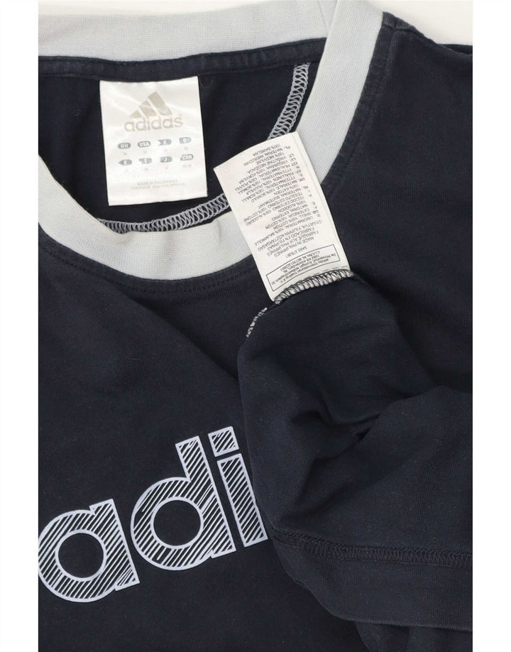 Tricou grafic pentru bărbați Adidas Top mediu din bumbac bleumarin