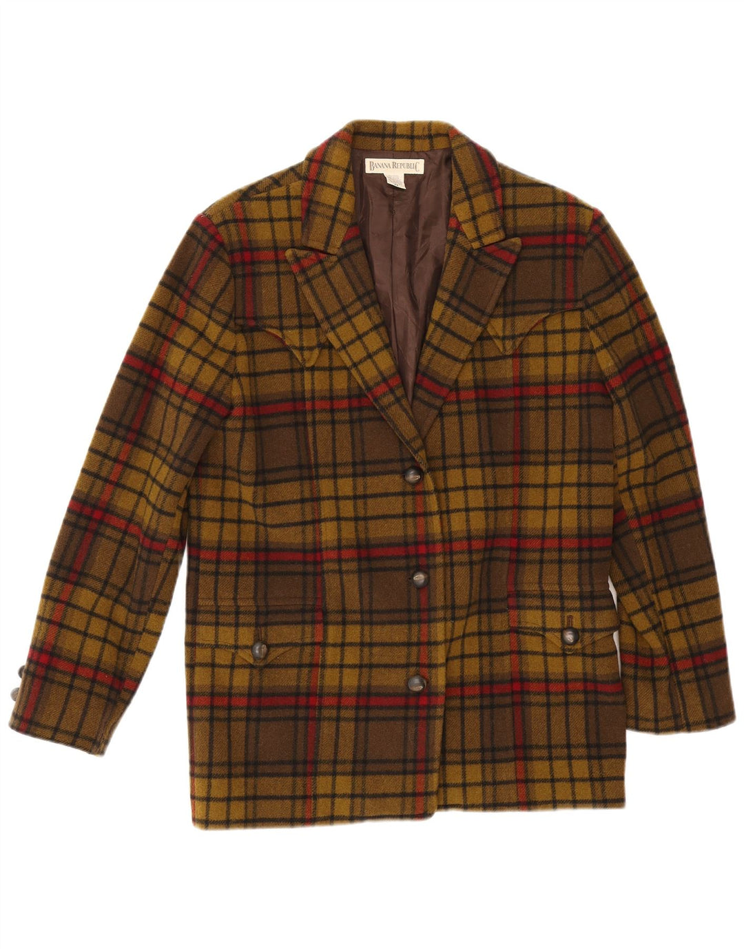 Blazer supradimensionat cu 3 nasturi Banana Republic pentru femei UK 6 XS Kaki Check
