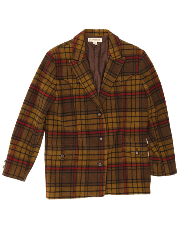 Blazer supradimensionat cu 3 nasturi Banana Republic pentru femei UK 6 XS Kaki Check