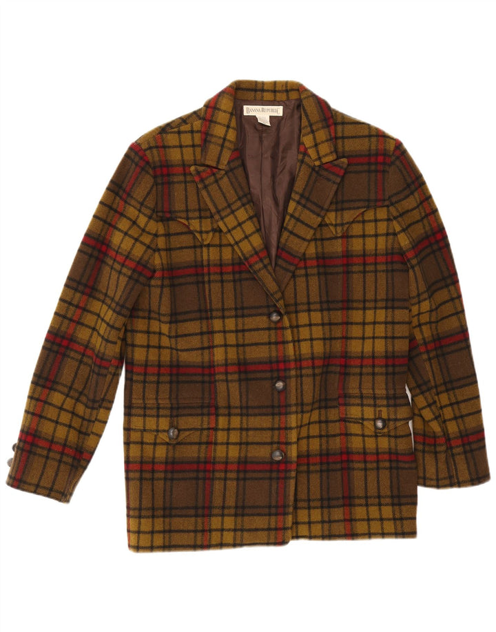 Blazer supradimensionat cu 3 nasturi Banana Republic pentru femei UK 6 XS Kaki Check