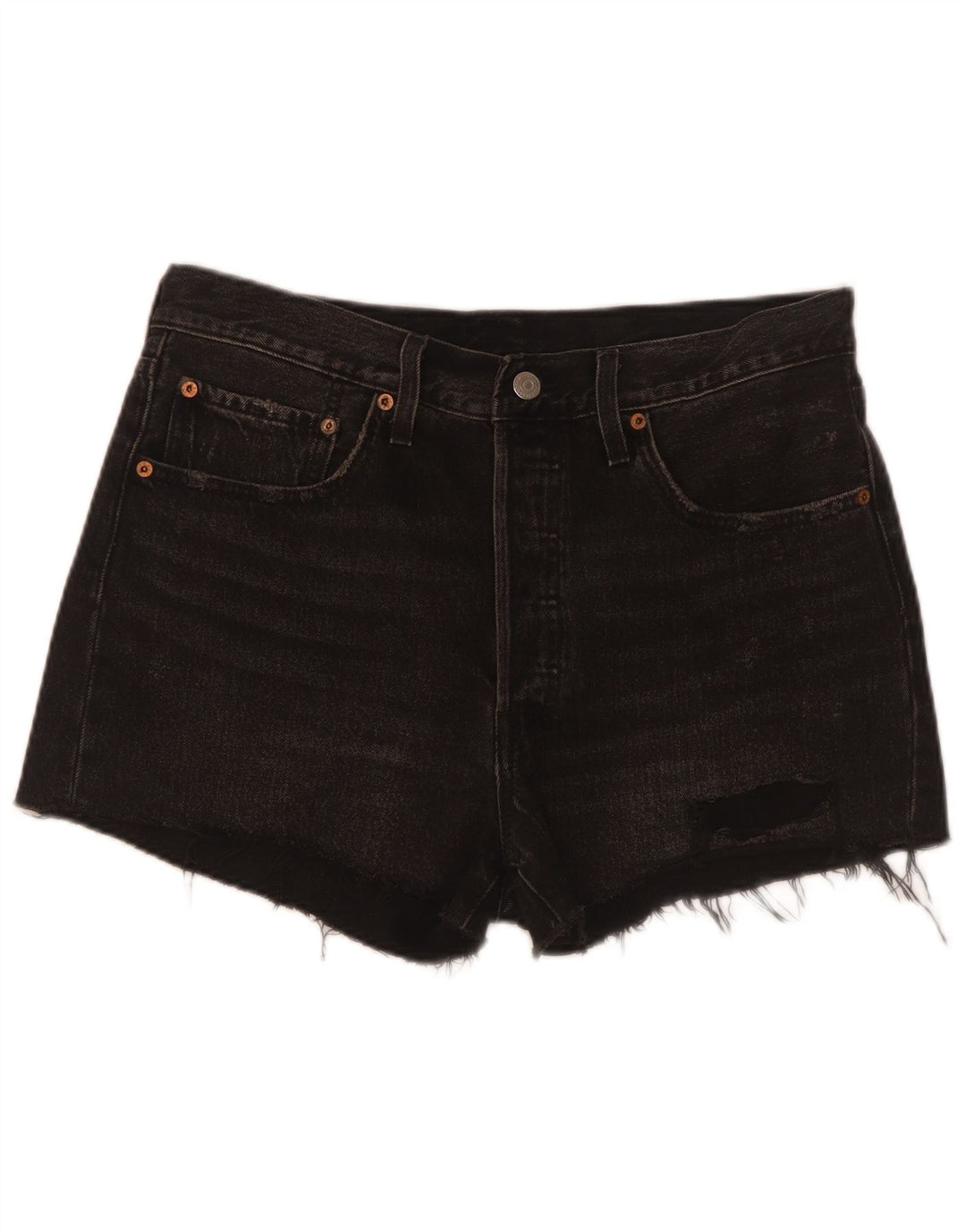 Pantaloni scurți Levi's 501 din denim distressed W30 bumbac mediu negru