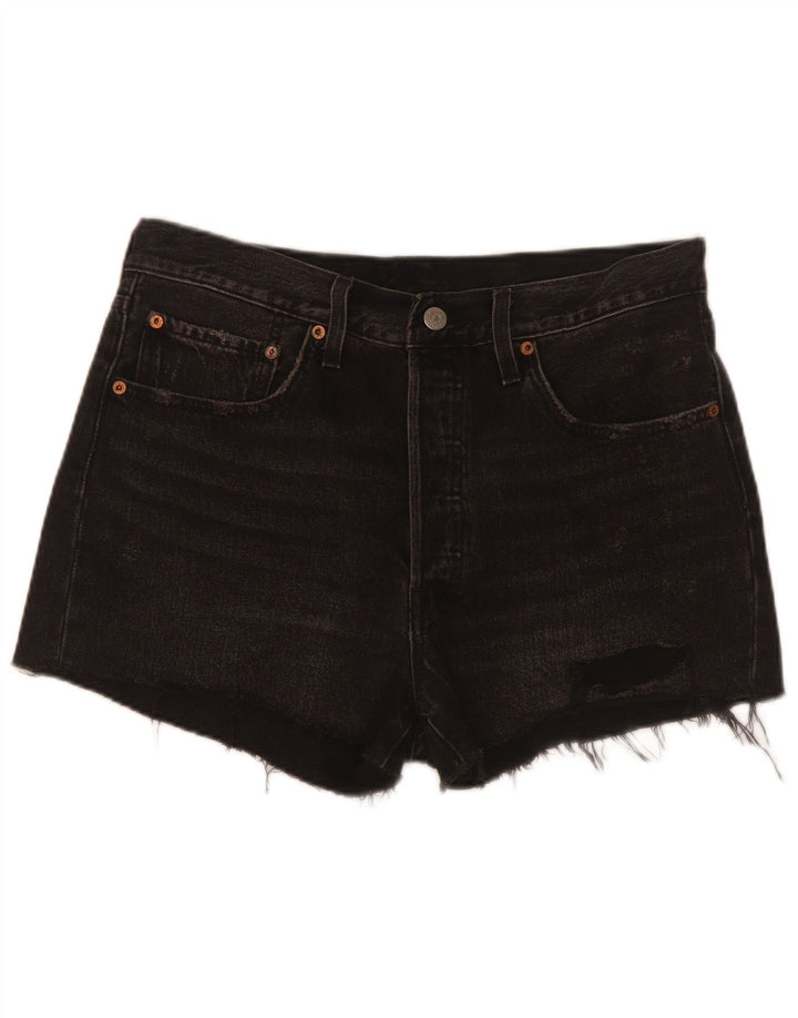Pantaloni scurți Levi's 501 din denim distressed W30 bumbac mediu negru