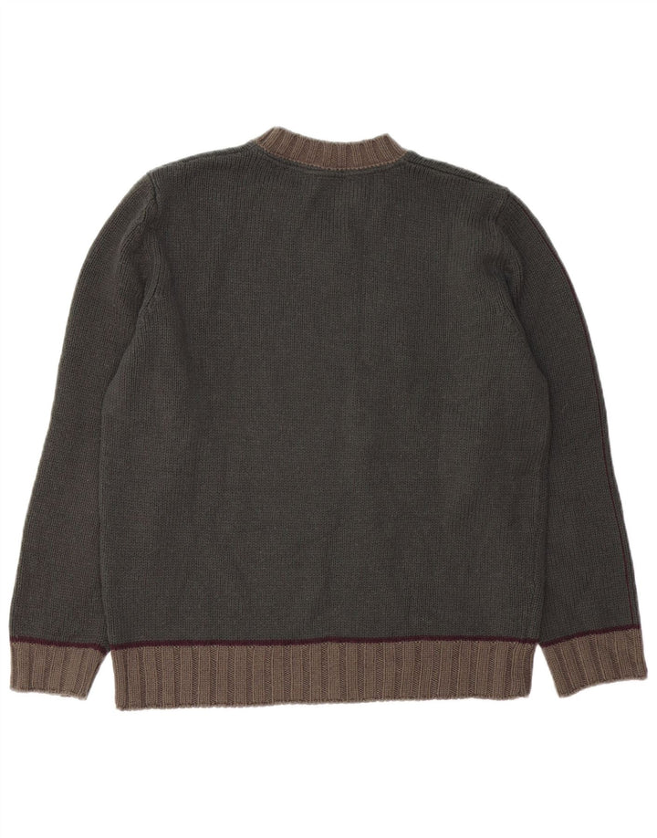 Pulover ZARA pentru bărbați cu decolteu în V, mediu kaki, acrilic colorat