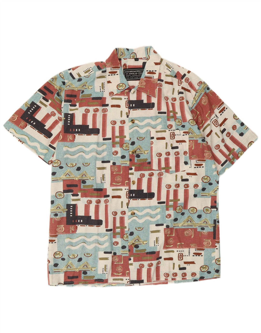 BROADWAY Cămașă cu mânecă scurtă pentru bărbați Mărimea 39/40 Mediu Multicolor Geometric