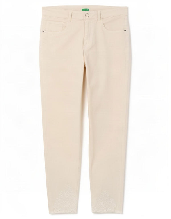 Benetton Pantaloni skinny casual pentru femei UK 12 Medium W30 L27 Bumbac alb