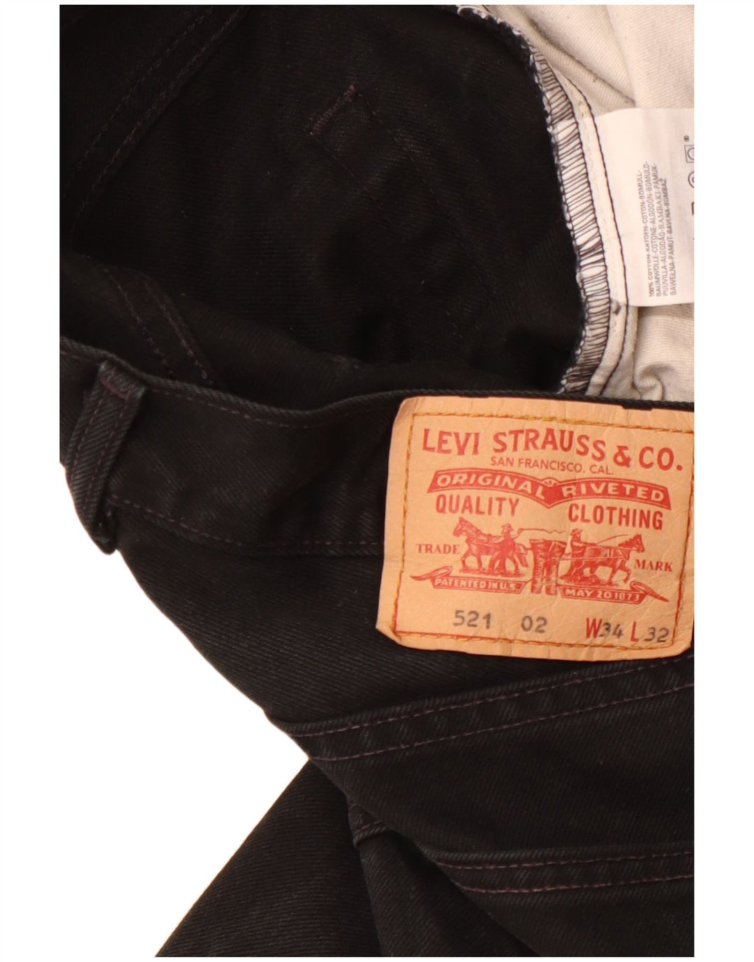 Pantaloni scurți din blugi pentru bărbați LEVI'S 521 L 34, bumbac negru mare
