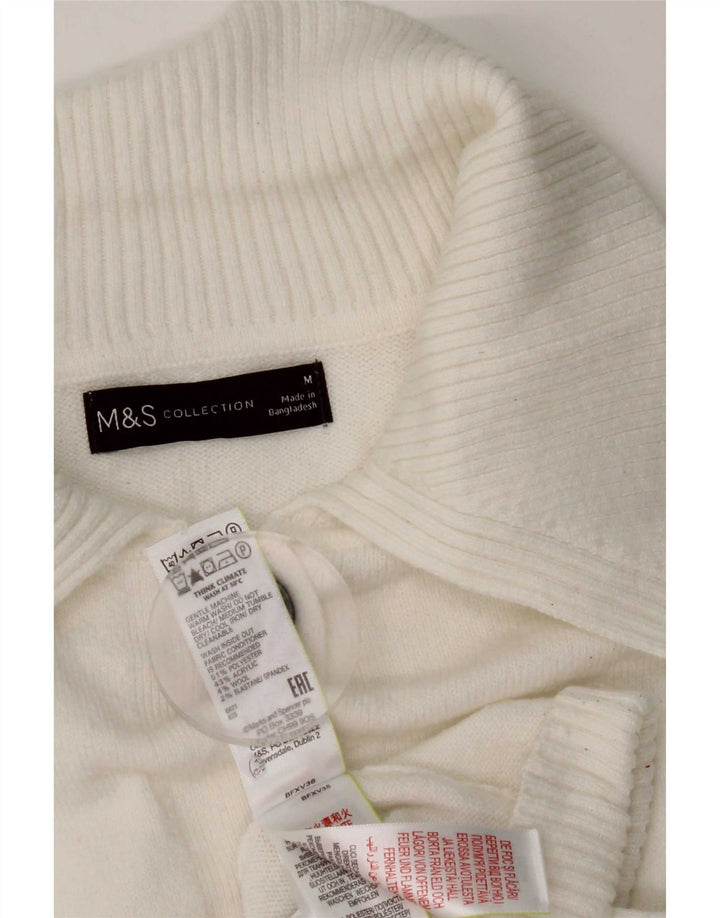 Pulover cardigan pentru femei Marks & Spencer UK 14 Poliester alb mediu