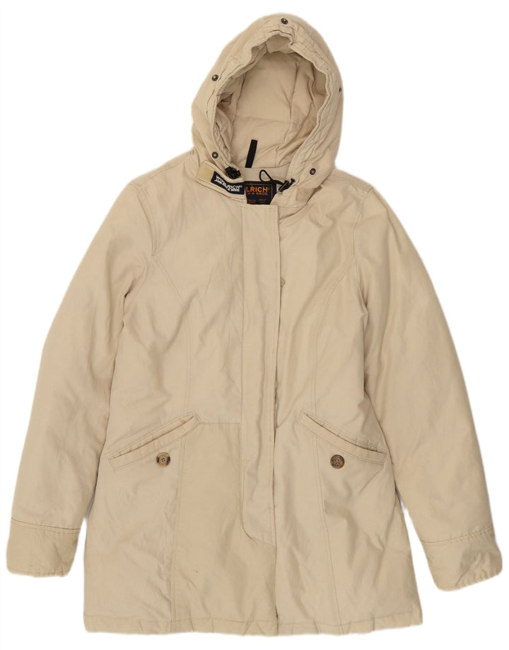 Palton căptușit cu glugă Woolrich pentru femei UK 14 Medium Off White