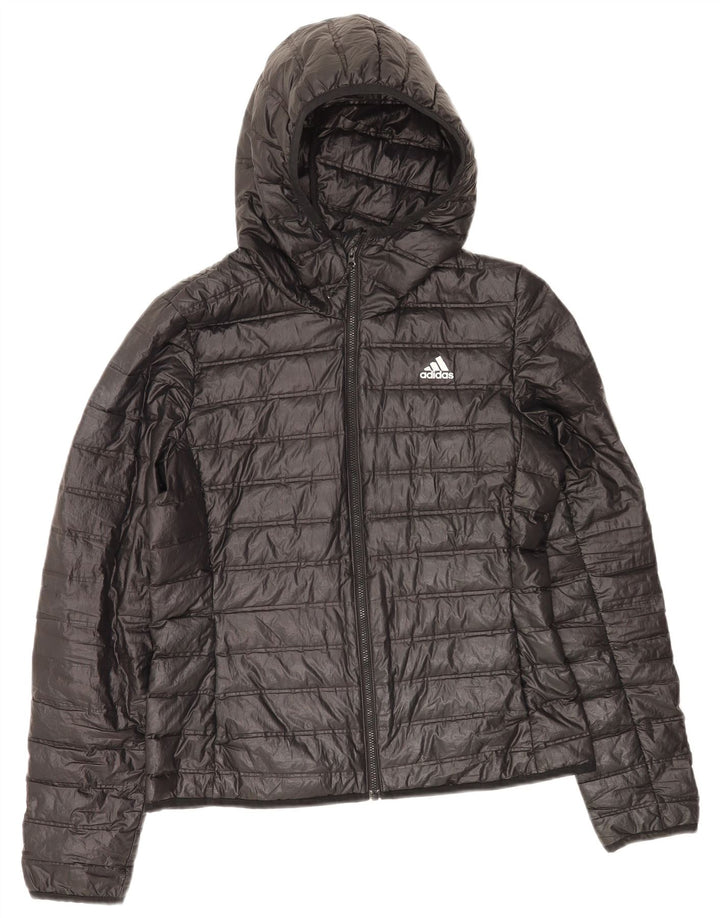 Jachetă căptușită cu glugă Adidas pentru femei UK 8/10 Poliester negru mic