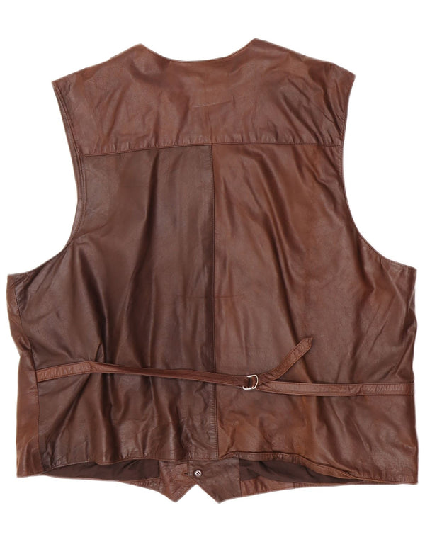 Vestă din piele vintage pentru bărbați EU 64 7XL din piele maro
