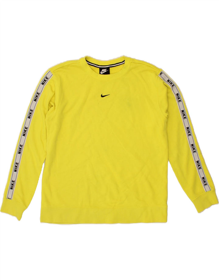 NIKE Womens Graphic Sweatshirt Jumper UK 14 Medium Yellow Cotton Vintage Nike and Second-Hand Nike from Messina Hembry 