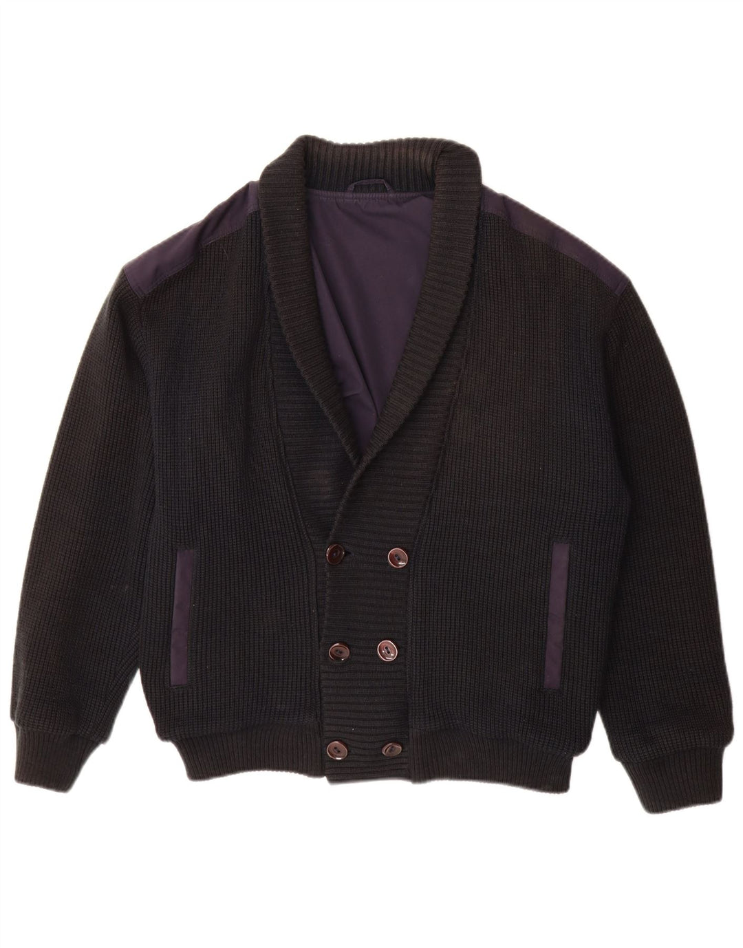 Pulover Cardigan Vintage pentru bărbați la dublu piept IT 48 Medium Bleumarin