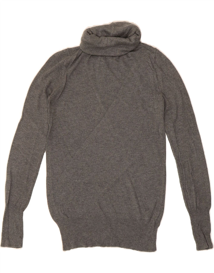 MOSSIMO Womens Roll Neck Jumper Sweater UK 10 Small Grey Nylon Vintage Mossimo and Second-Hand Mossimo from Messina Hembry 