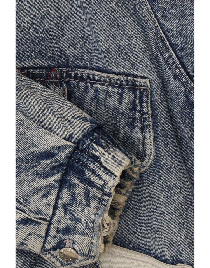Jachetă de blugi Sherpa pentru bărbați vintage IT 48/50, bumbac color bloc albastru mediu