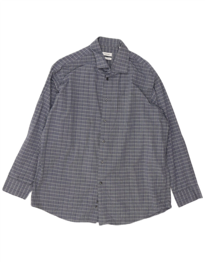 Cămașă Calvin Klein pentru bărbați, cu formă regulată, mărimea 17 XL, bumbac cu carouri gri
