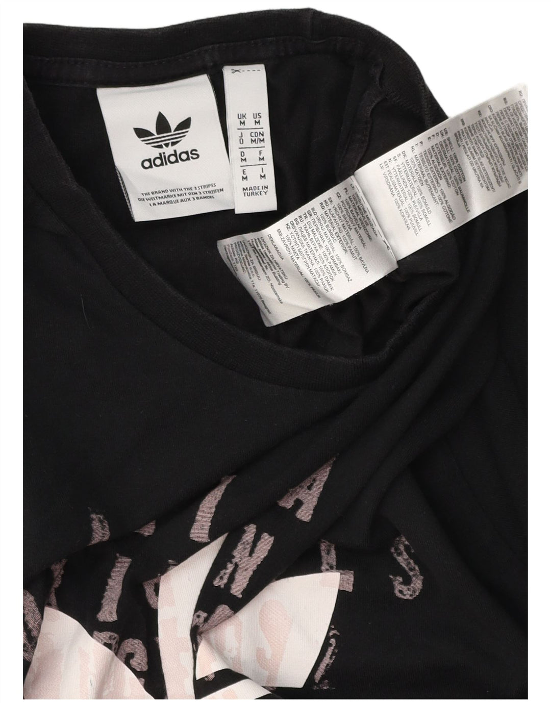 ADIDAS Mens Graphic T-Shirt Top Medium Black Cotton