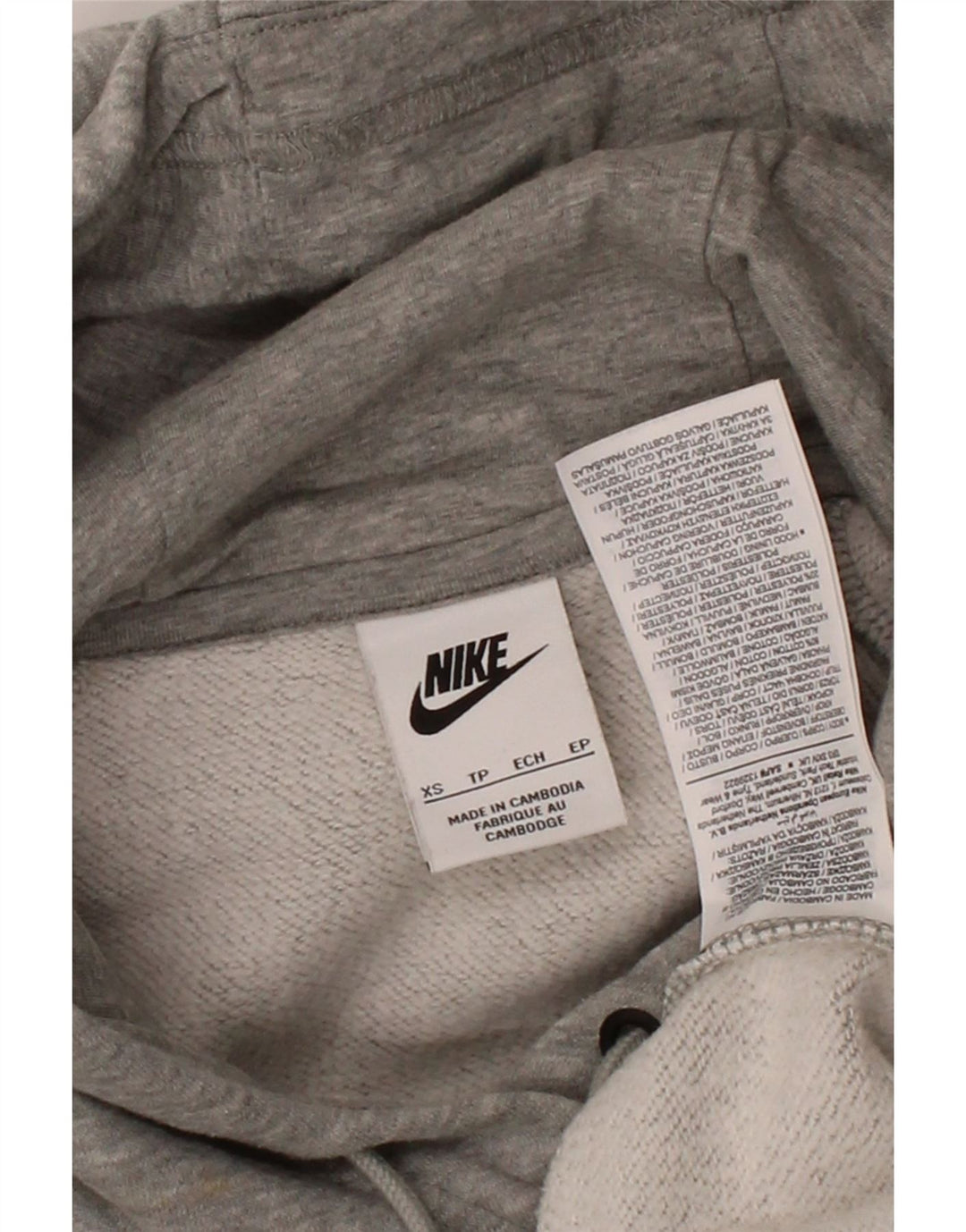 NIKE Womens Oversized Hoodie Jumper UK 6 XS Grey Vintage Nike and Second-Hand Nike from Messina Hembry 