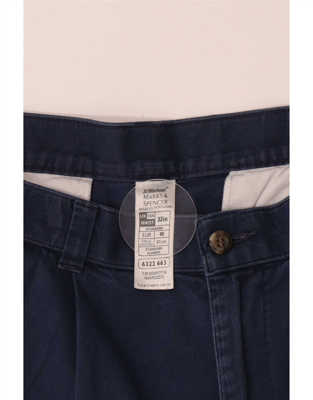 Pantaloni scurți chino pegged pentru bărbați Marks & Spencer W32, bumbac mediu albastru bleumarin