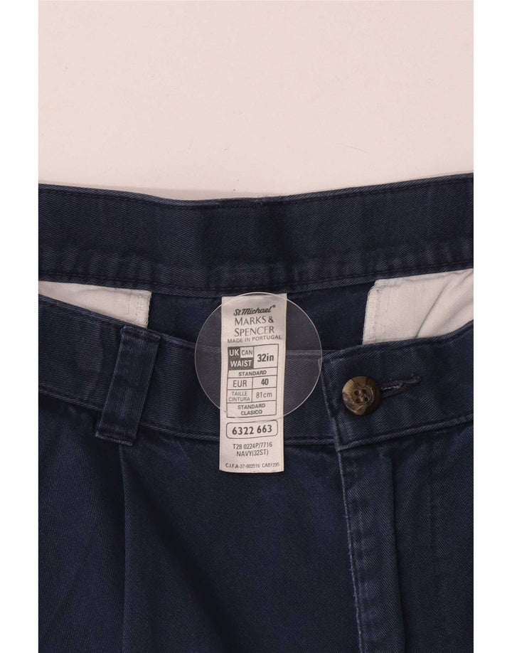 Pantaloni scurți chino pegged pentru bărbați Marks & Spencer W32, bumbac mediu albastru bleumarin