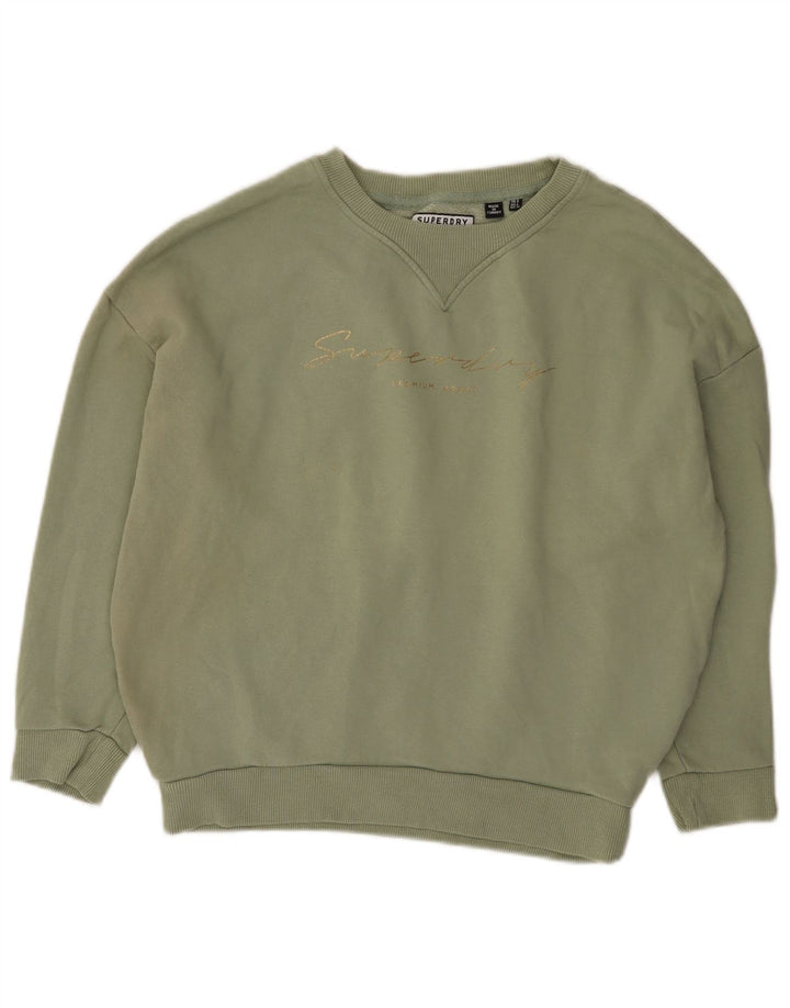Pulover supradimensionat cu grafic Superdry pentru femei UK 8 Bumbac verde mic