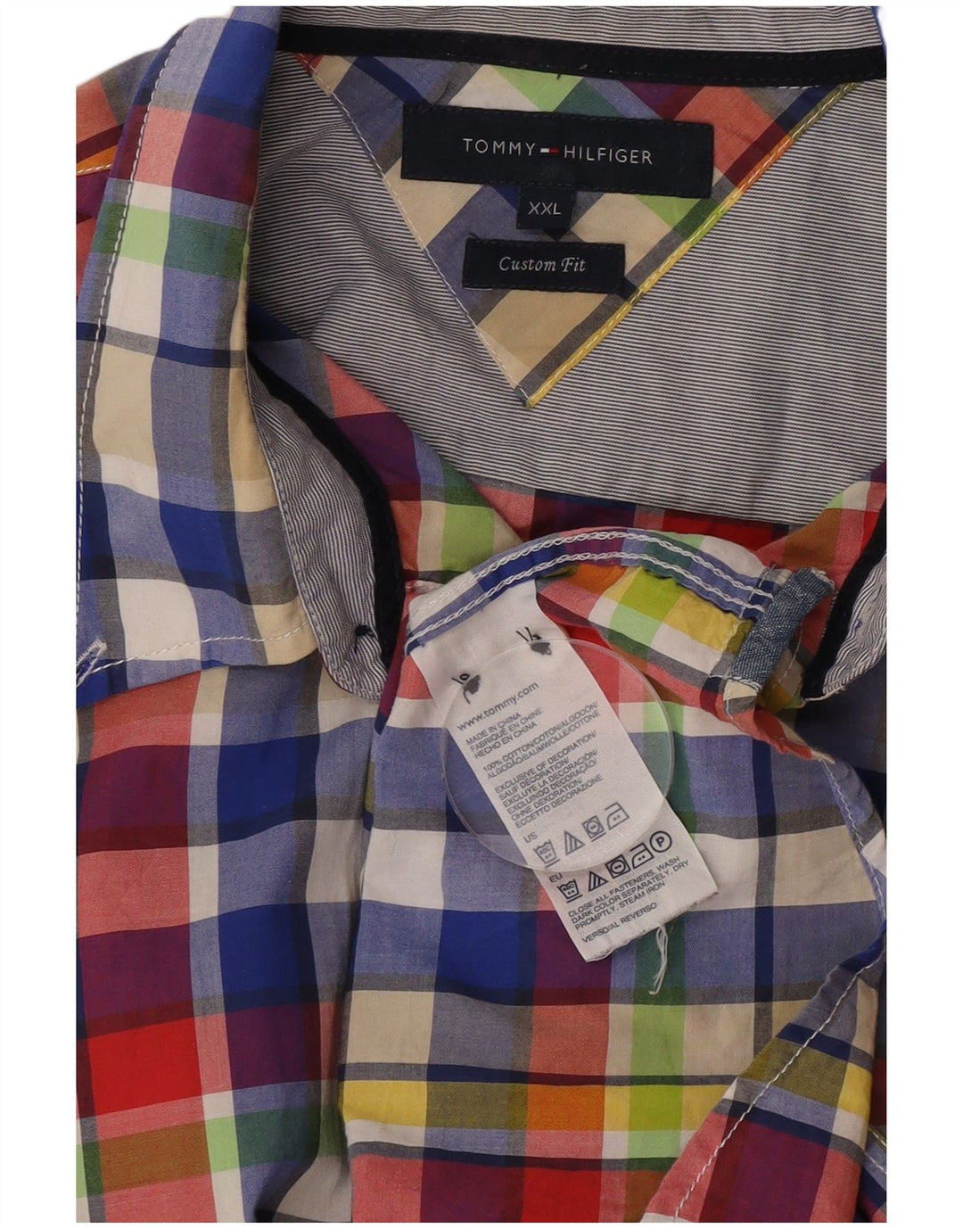Cămașă personalizată pentru bărbați Tommy Hilfiger 2XL, bumbac cu carouri multicolore