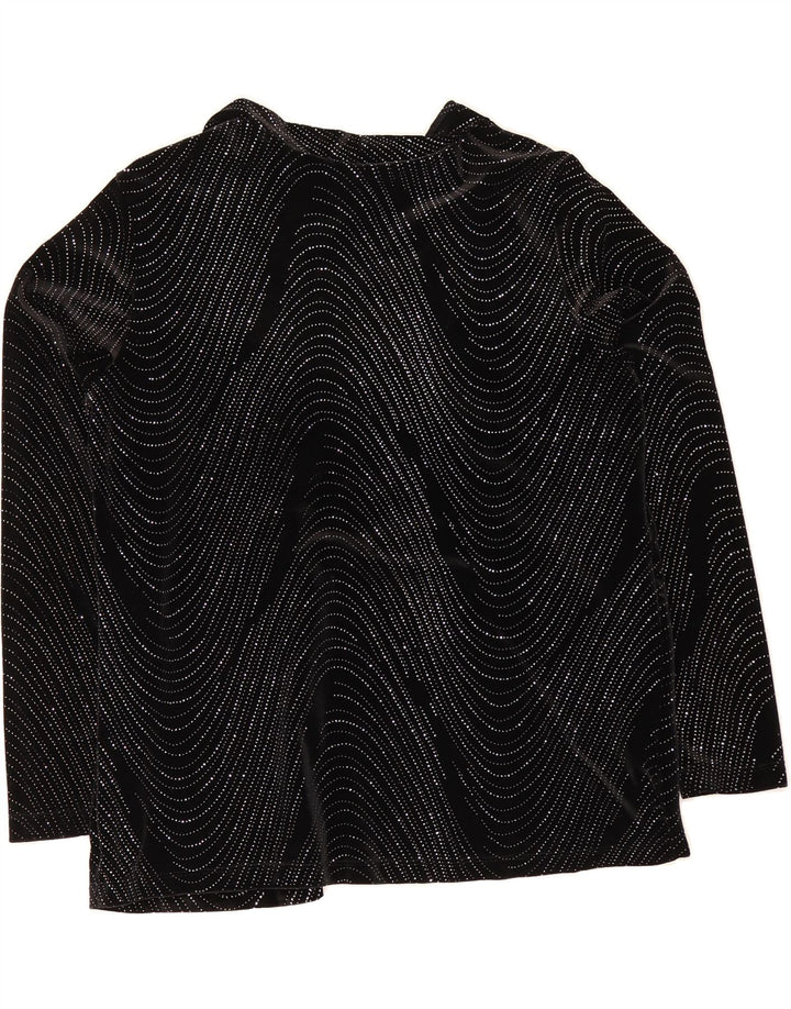 ELEMENTZ Womens Velour Long Sleeve Blouse Top UK 16 Large Black Striped Vintage Elementz and Second-Hand Elementz from Messina Hembry 