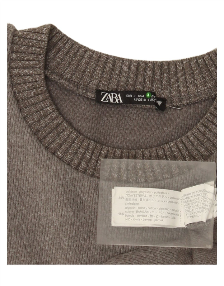 Pulover pentru damă Zara, cu gât turnut, UK 16, mare, gri, poliester