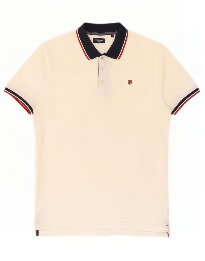 Tricou polo Jack & Jones pentru bărbați, alb mediu, bloc de culoare