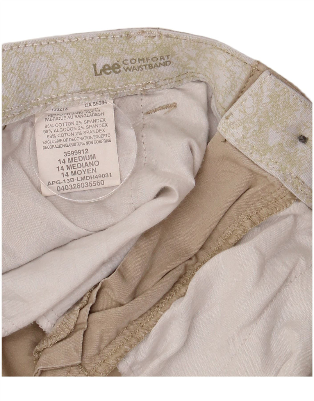 Pantaloni scurti cargo pentru femei Lee US 14 XL W34 Bej Bumbac
