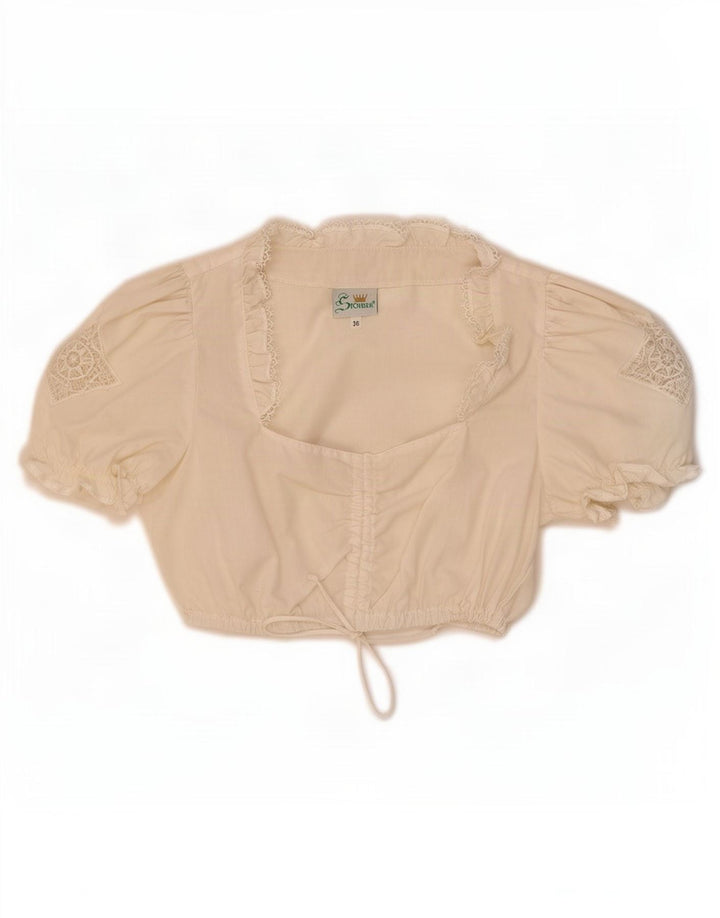 Crop Top Trachten pentru femei STOIBER EU 36 Poliester alb mic