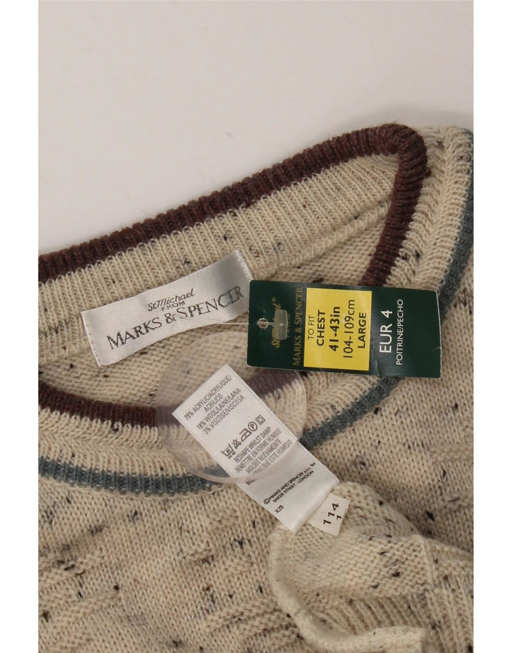 Pulover pentru bărbați Marks & Spencer cu gâtul turnat, UK 41/43, mare, bej