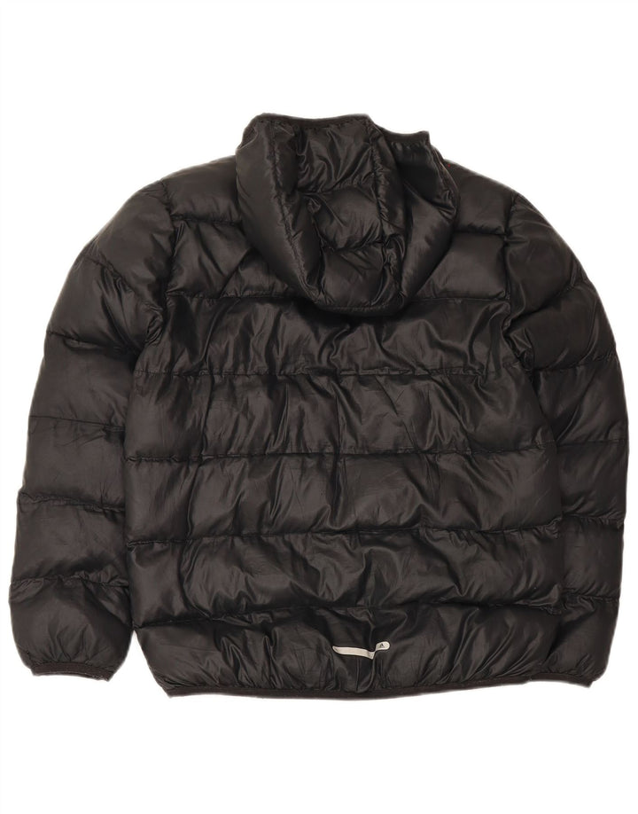 Jachetă căptușită cu glugă Adidas pentru băieți 11-12 ani, poliester negru