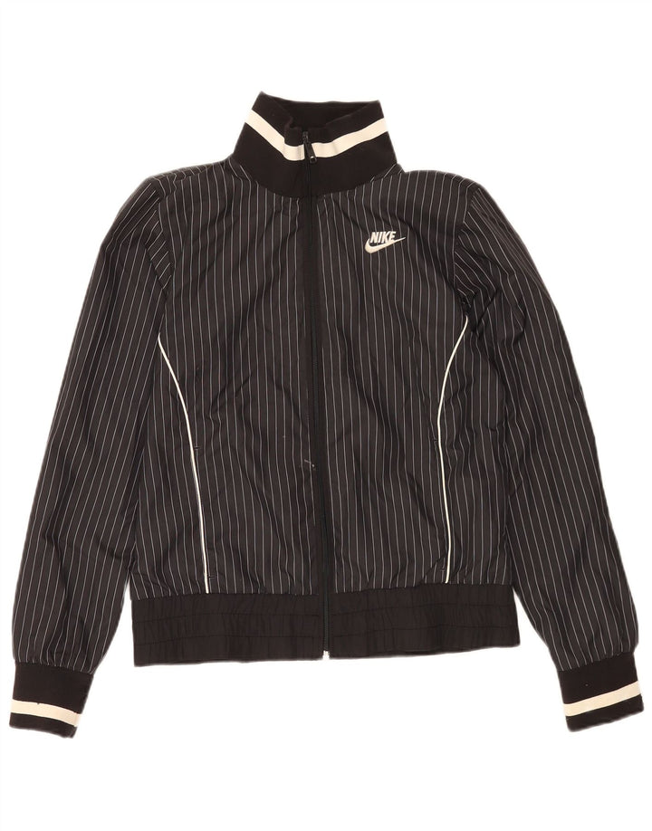 Jachetă de top pentru trening Nike pentru femei UK 10/12 Poliester cu dungi negre medii