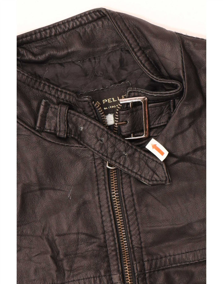 Jachetă de piele vintage pentru femei UK 12 Medium Black