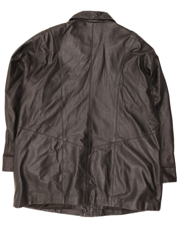 Palton supradimensionat din piele pentru femei Gapelle UK 18 XL negru