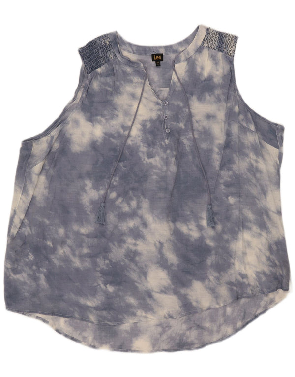 Bluză supradimensionată fără mâneci pentru femei Lee UK 22 3XL Blue Tie Dye Rayon