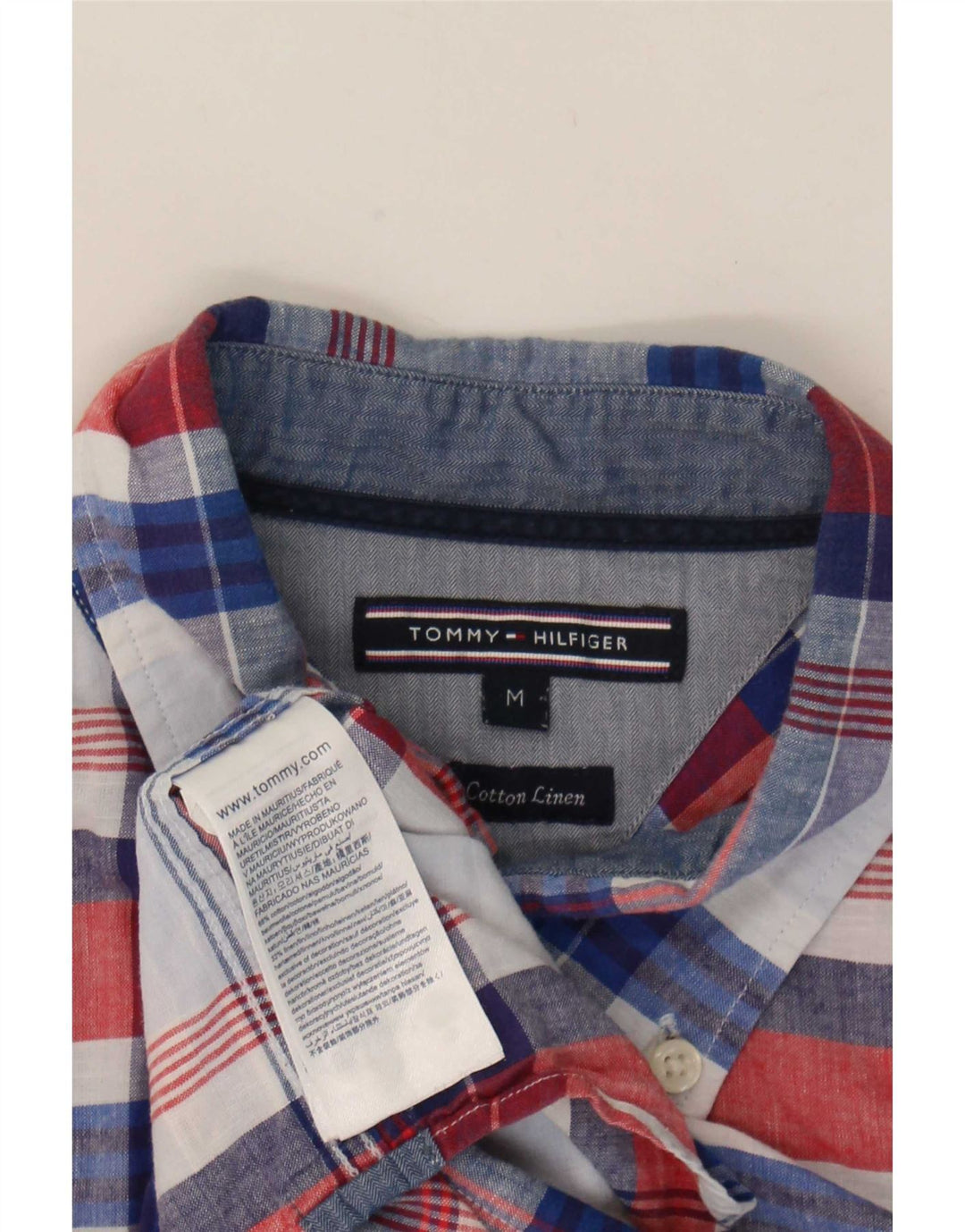 Cămașă pentru bărbați Tommy Hilfiger, bumbac cu carouri albastru mediu
