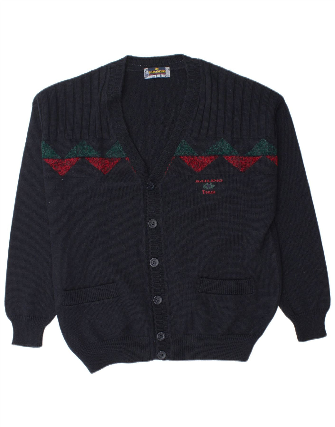 Pulover cardigan pentru bărbați Il Granchio Lână geometrică, albastru, mediu