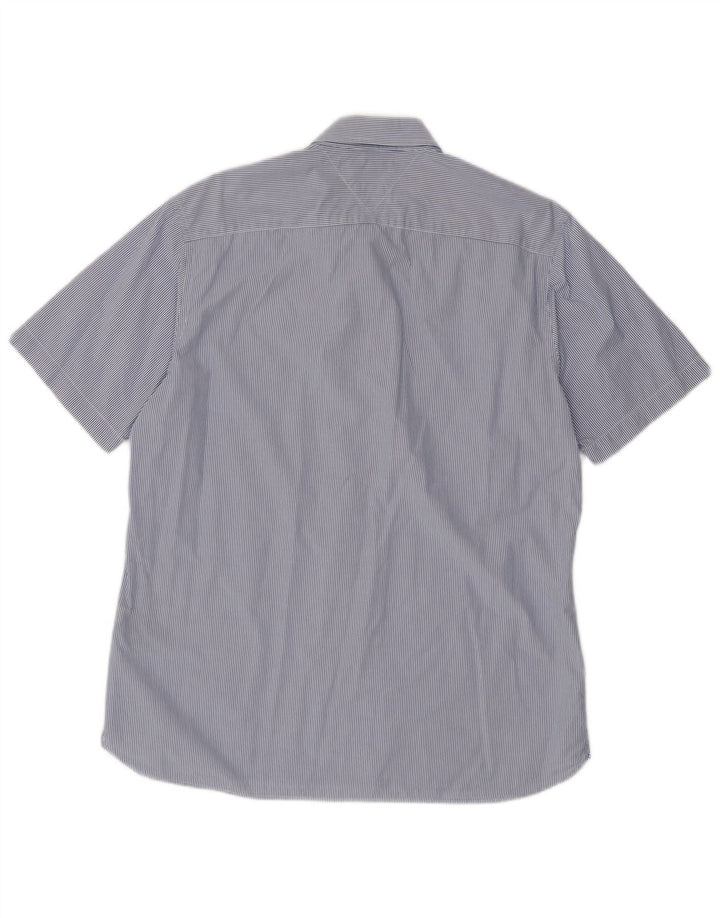 Cămașă cu mânecă scurtă, personalizată, pentru bărbați, Tommy Hilfiger, cu dungi mari, albastre