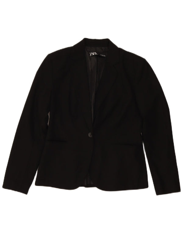 Blazer pentru femei Zara cu 1 nasture EU 40 Medium Negru
