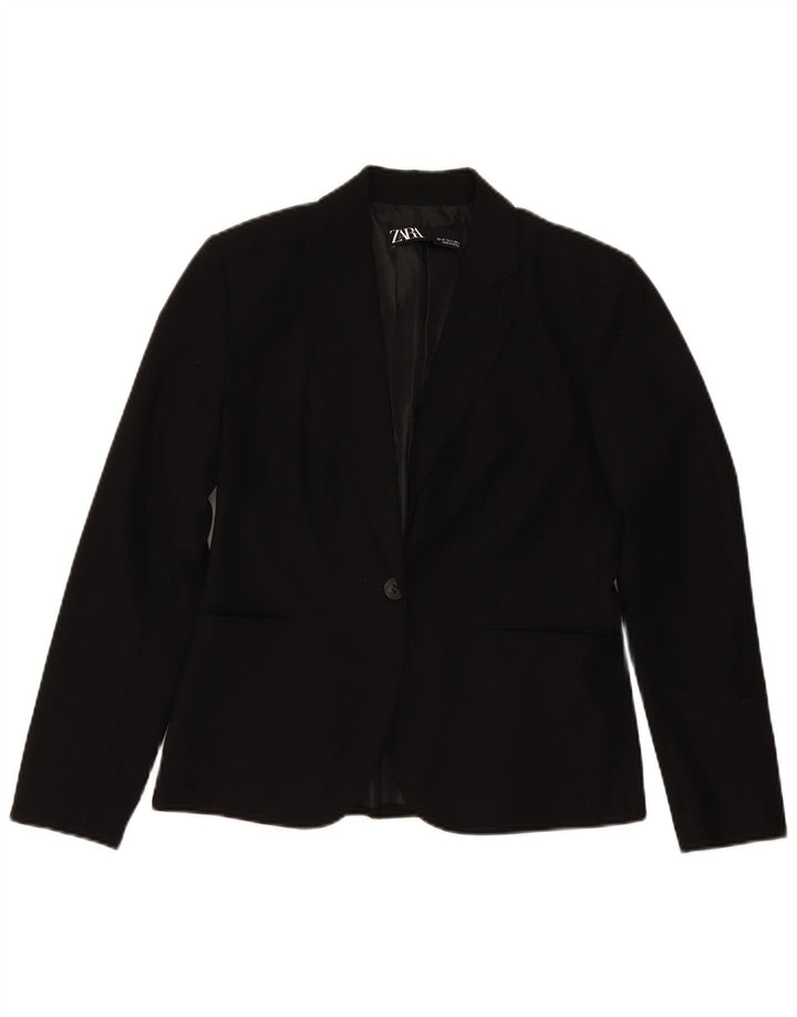Blazer pentru femei Zara cu 1 nasture EU 40 Medium Negru