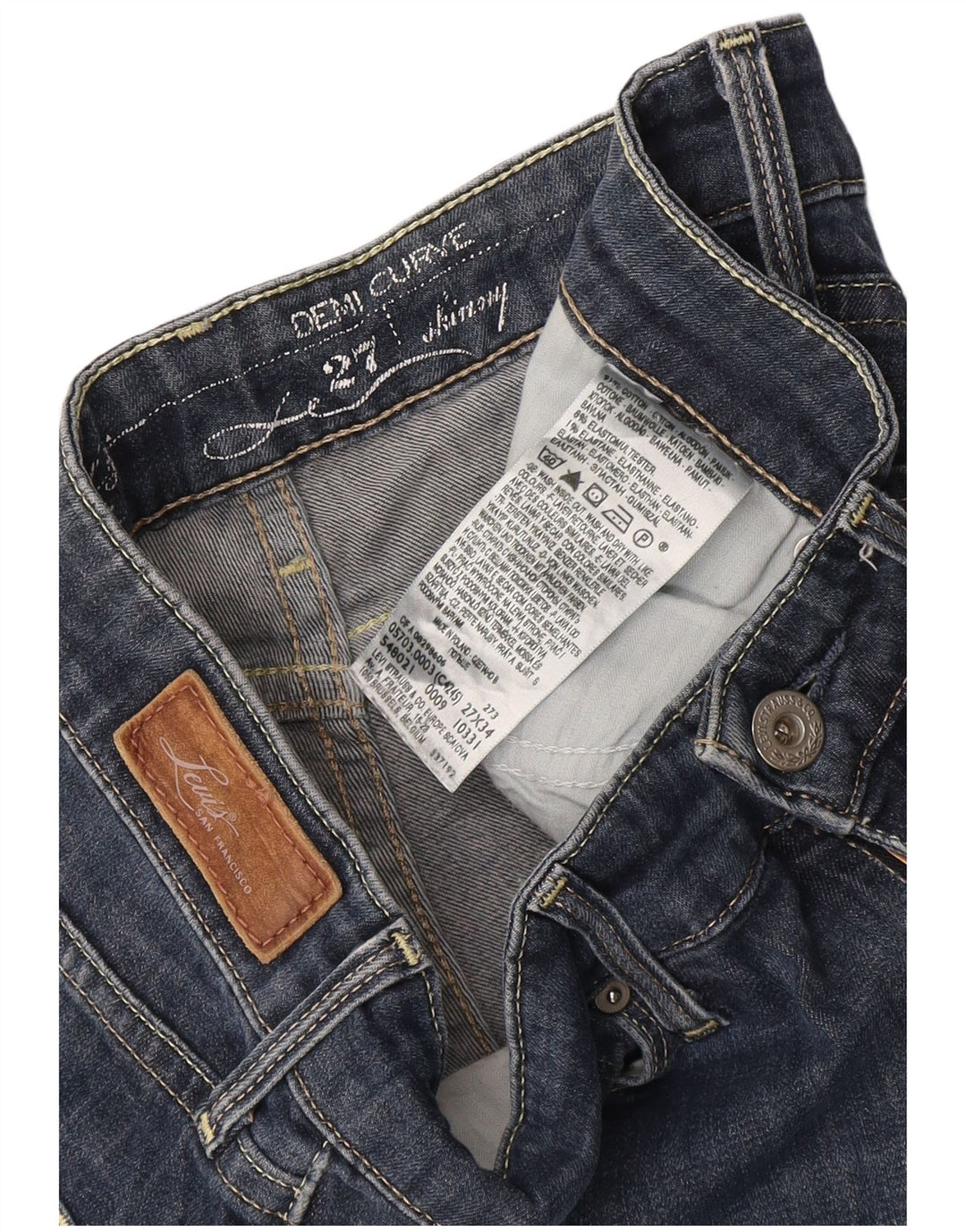 Blugi skinny de damă LEVI'S Demi Curve W27 L32 bumbac bleumarin