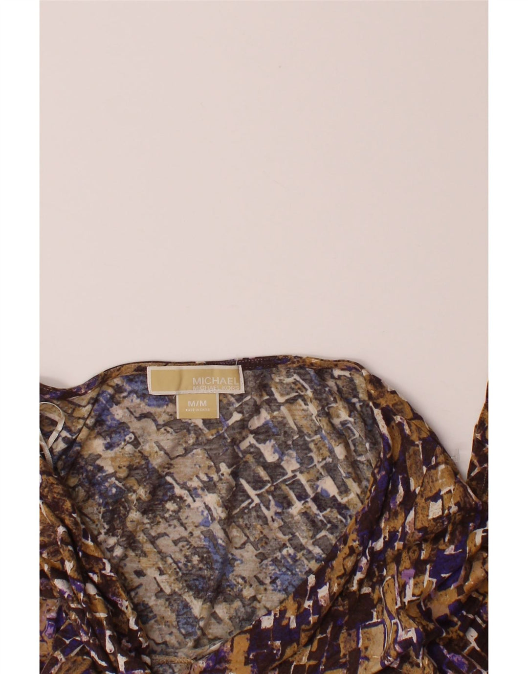 MICHAEL KORS Womens 3/4 Sleeve Blouse Top UK 14 Medium Brown Geometric Vintage Michael Kors and Second-Hand Michael Kors from Messina Hembry 