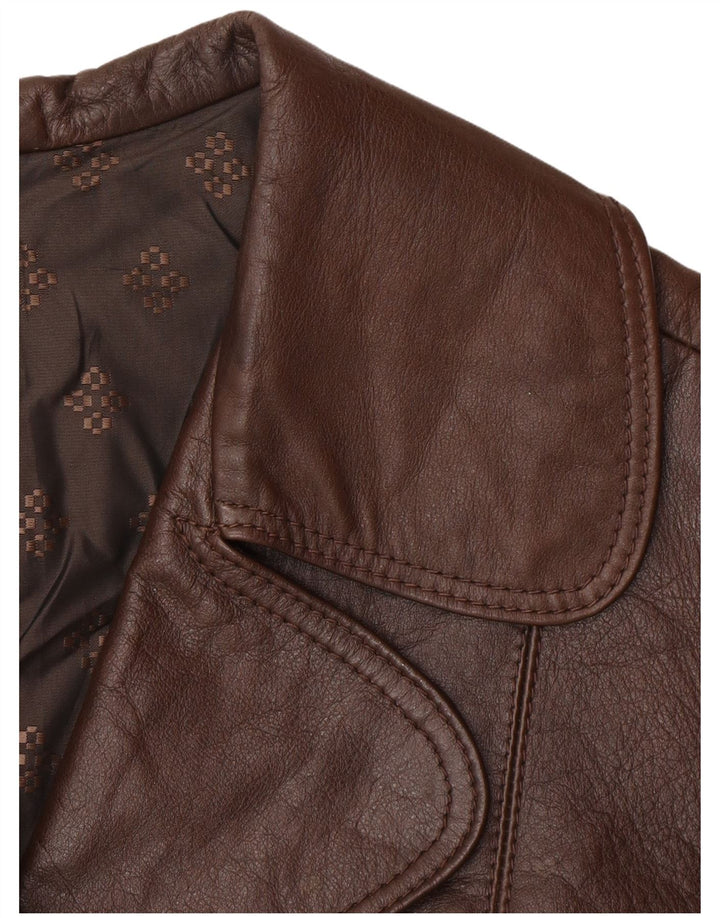 Palton din piele vintage pentru femei UK 14 maro mediu