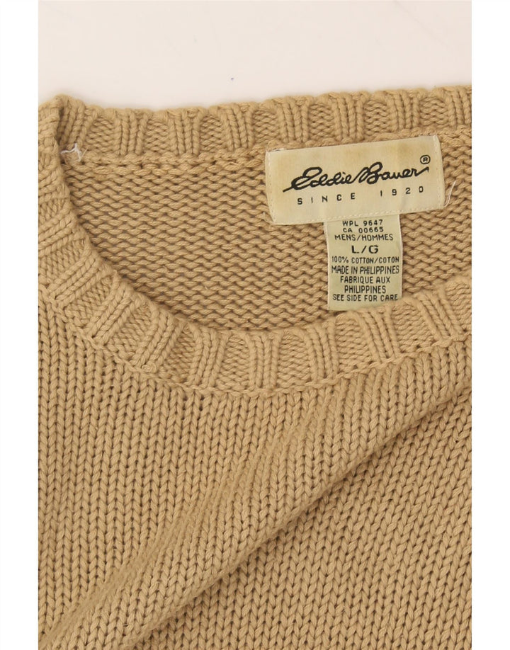 EDDIE BAUER Mens Boat Neck Jumper Sweater Large Beige Cotton Vintage Eddie Bauer and Second-Hand Eddie Bauer from Messina Hembry 