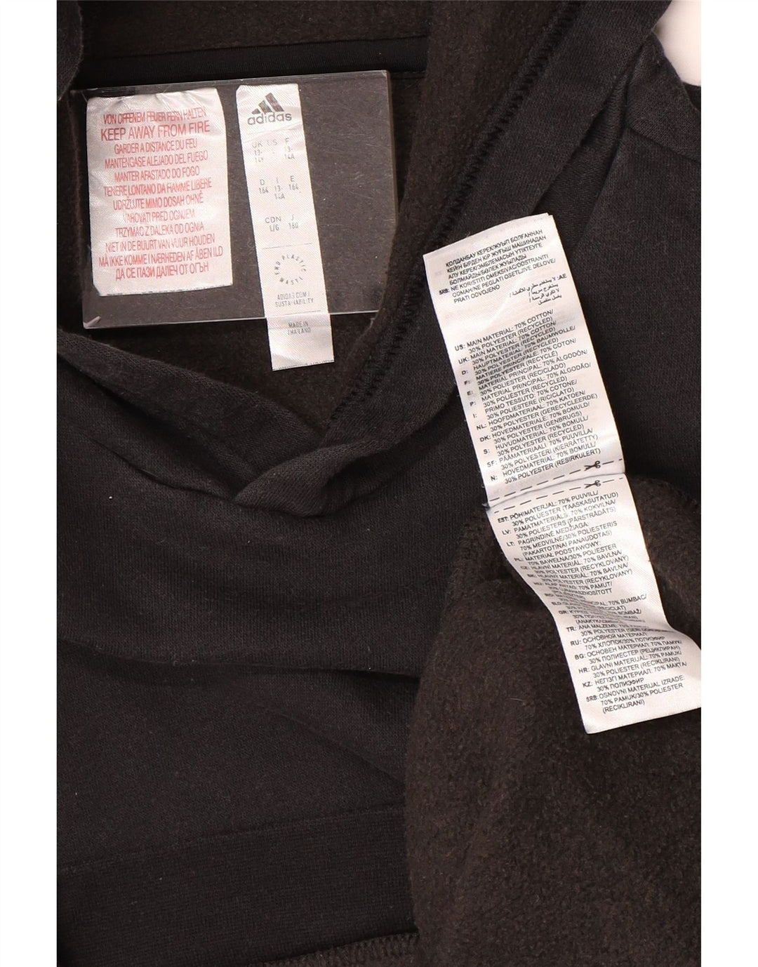 Pulover ADIDAS pentru băieți, 13-14 ani, bumbac negru