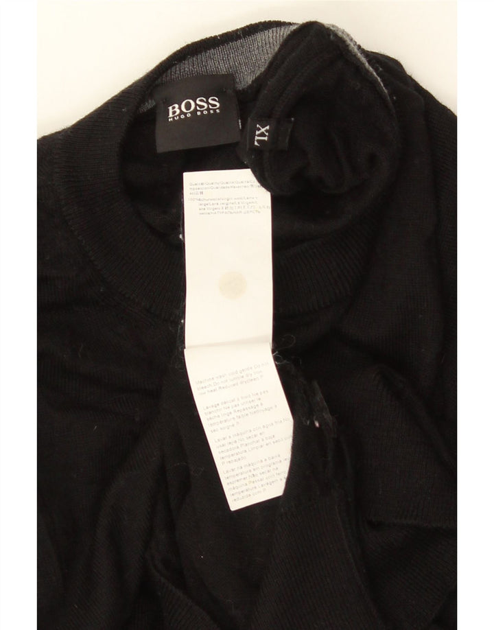 Pulover pentru bărbați HUGO BOSS, cu gât crew, XL, lână virgină neagră